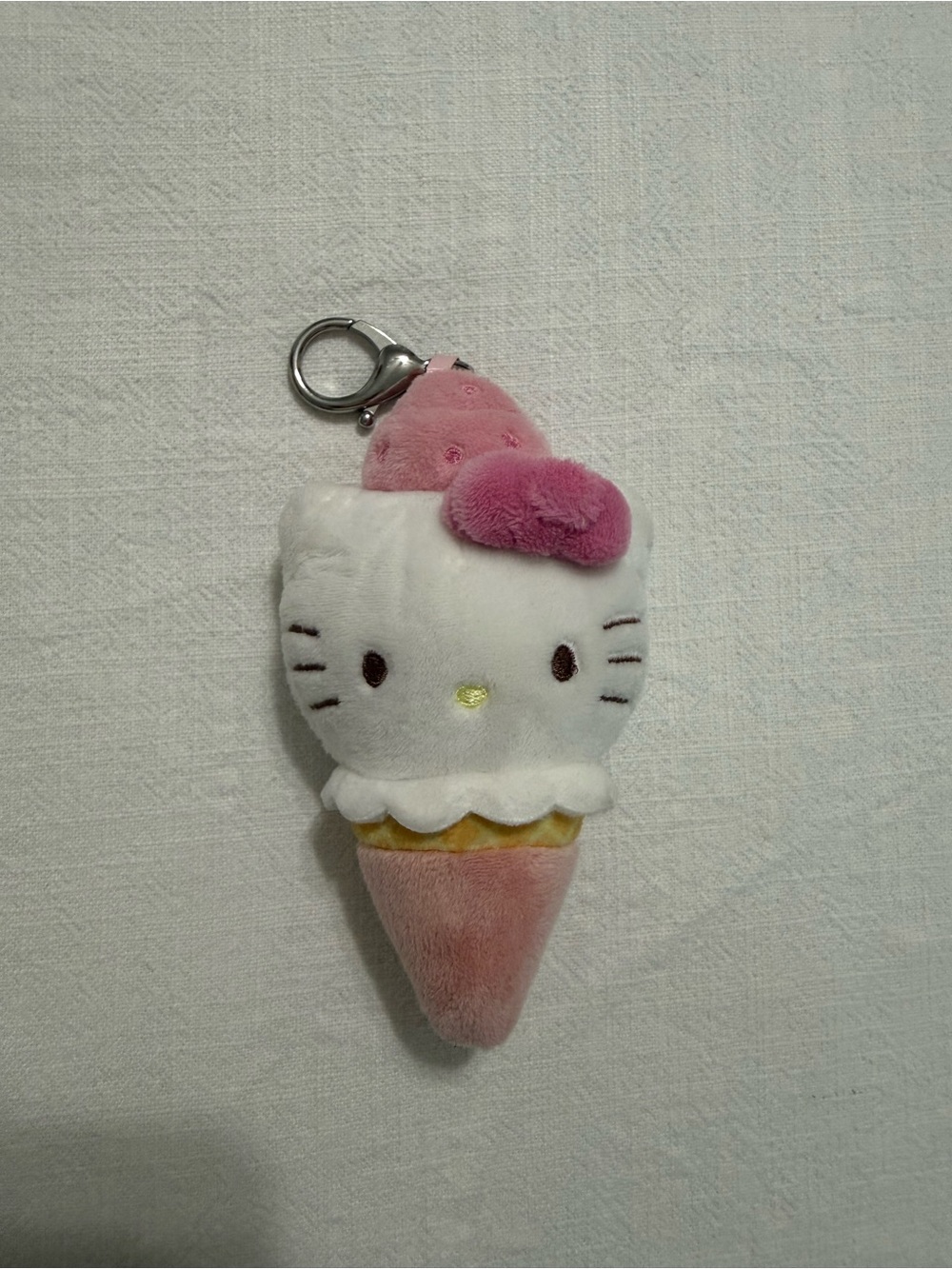 Hello Kitty White & Pink Ice Cream Plush Key Ring